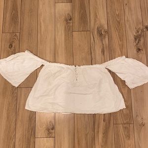 Off the shoulder white shirt